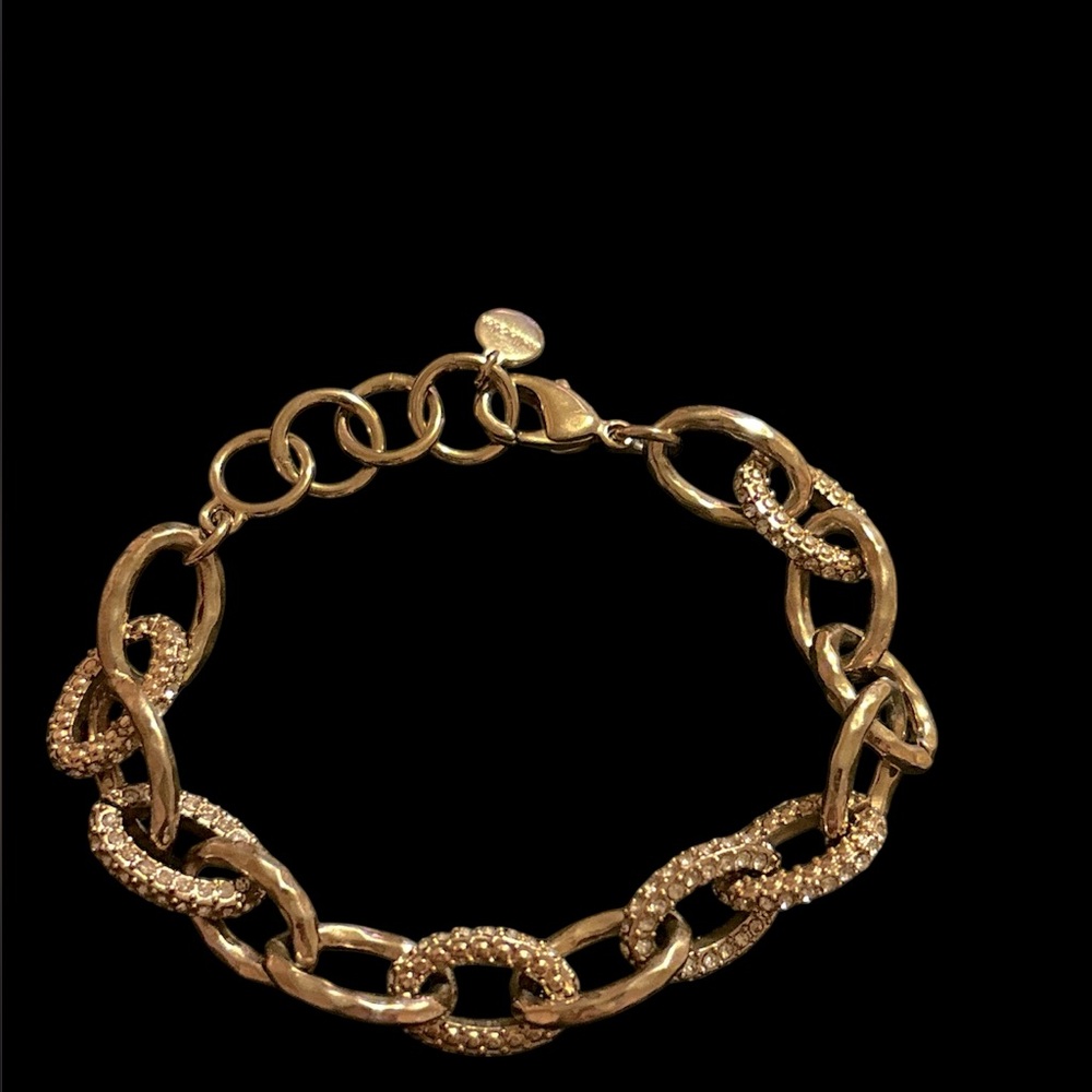Stella & Dot gold crystal link chain bracelet